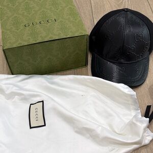 Gucci Black Perforated Logo Cap